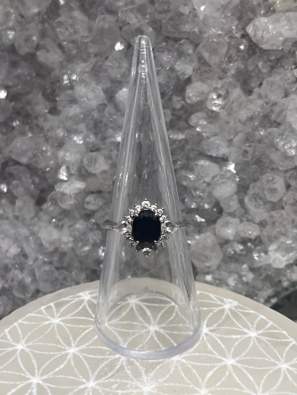 Black onyx and cz ring